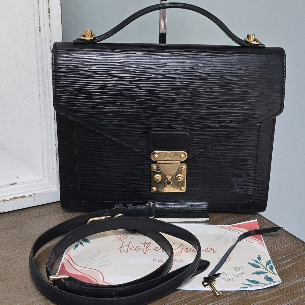 Monceau 28 Louis Vuitton Black Epi Leather Bag